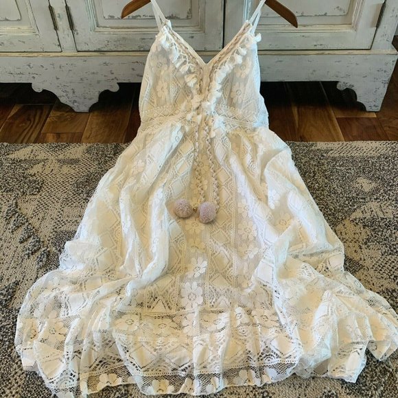 New White Lace Sundress Beach Festival Dress - Picture 3 of 9